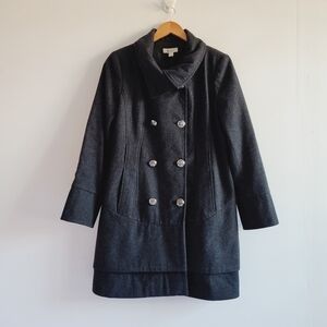 Dress Barn Charcoal Gray Military Style Wool Coat
